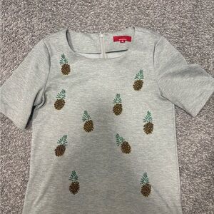 Saks Fifth Avenue Gray Pineapple Sequin Tee